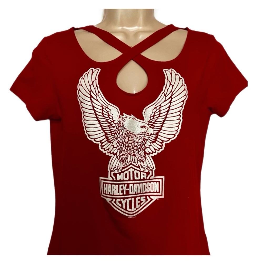 😎 Harley-Davidson Red Cut Out T-Shirt